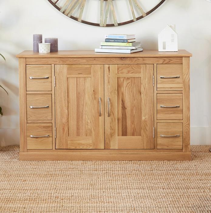 Baumhaus Mobel Oak Six Drawer Sideboard (COR02B)