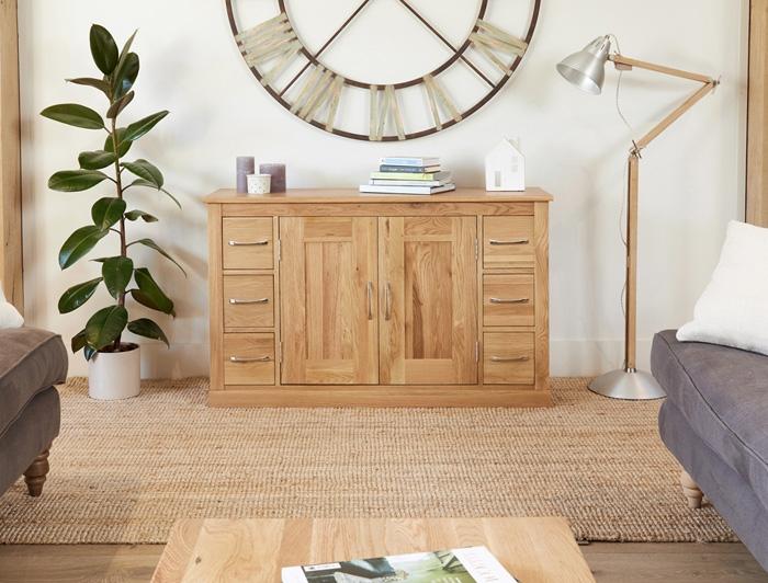Baumhaus Mobel Oak Six Drawer Sideboard (COR02B)