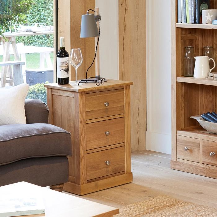 Baumhaus Mobel Oak Three Drawer Lamp Table (COR10B)