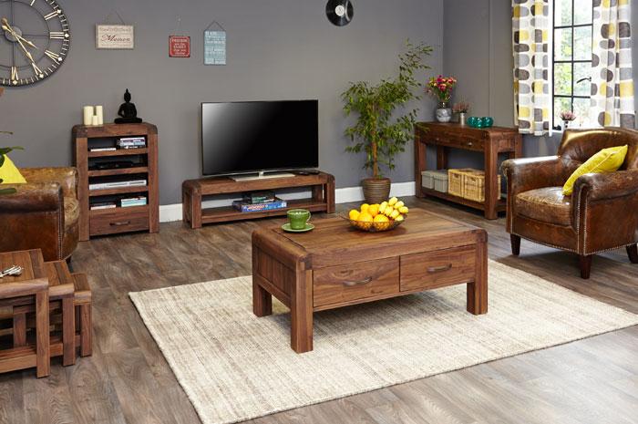Baumhaus Shiro Walnut Low TV Cabinet (CDR09A)