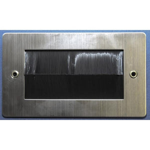 Stainless Steel Brush Wall Plate Double Gang with Black Brushes