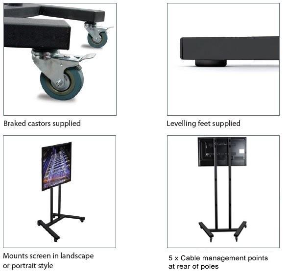 B-Tech BT8503 - Mobile TV Trolley Stand For Screens Up To 60 Inch