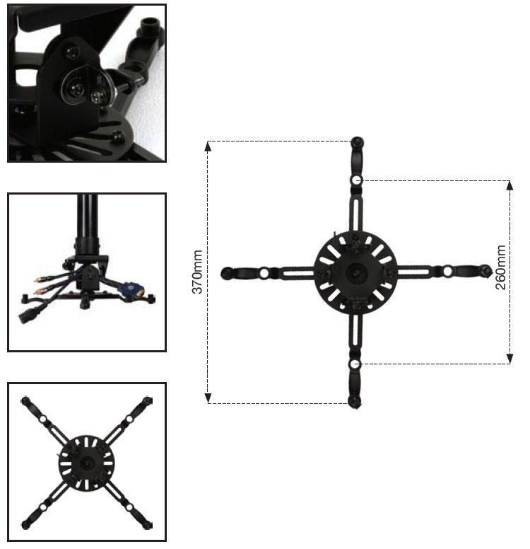 B-Tech BT899 Heavy Duty Projector Ceiling Mount available in Black or White