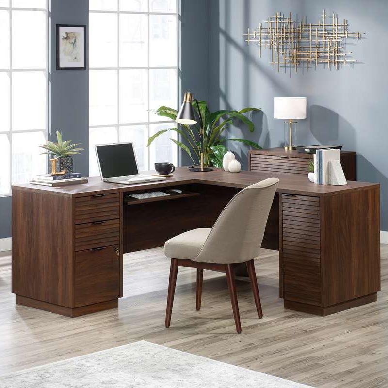 Teknik Elstree L-Shaped Corner Office Desk in Mahogany (5426914)