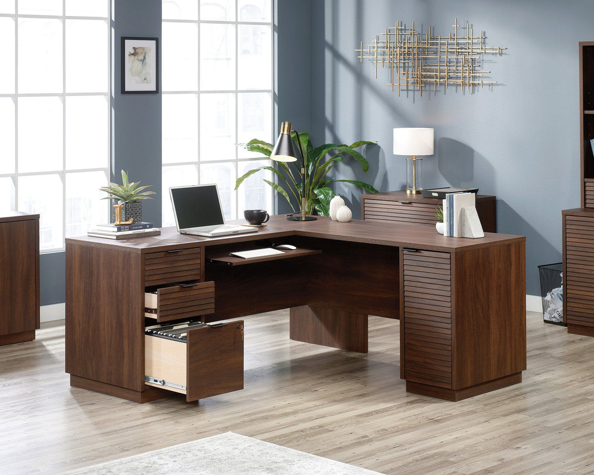 Teknik Elstree L-Shaped Corner Office Desk in Mahogany (5426914)