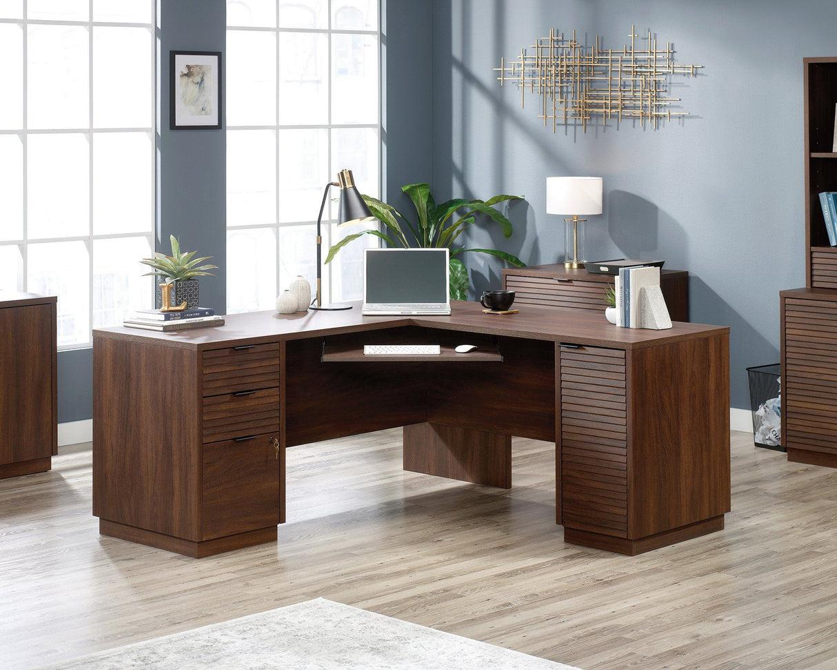 Teknik Elstree L-Shaped Corner Office Desk in Mahogany (5426914)
