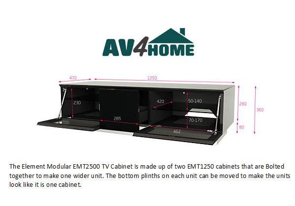 Alphason Element EMT2500 High Gloss Black TV Cabinet