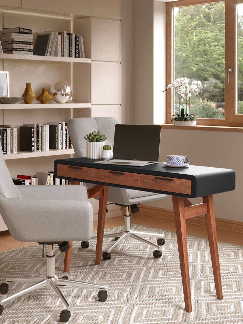 Alphason Pevensey Black and Oak Study Desk (AW3150)