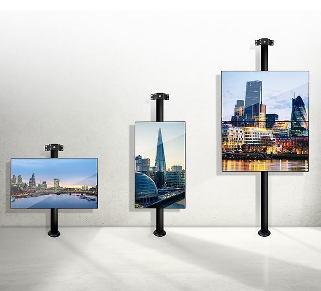 B-Tech BT3MFWLF40-65/B Wall to Floor TV Bracket with 3m Black Pole