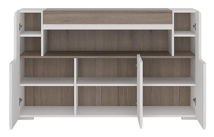 Furniture To Go Toronto 3 Door Sideboard with LED Lighting and Open Shelf (4202944)