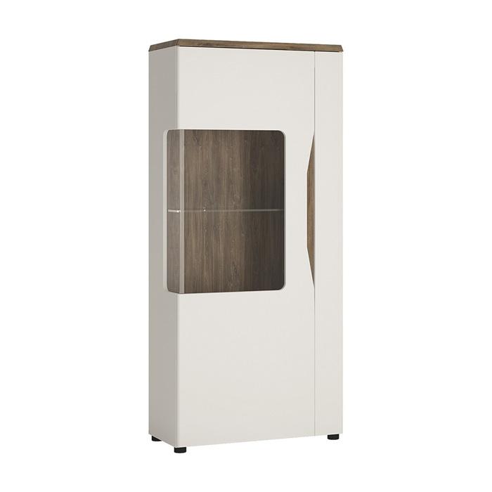 Furniture To Go Toledo LHD 1 Door Display Cabinet in Gloss White and Oak (4281344)