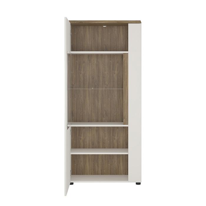 Furniture To Go Toledo LHD 1 Door Display Cabinet in Gloss White and Oak (4281344)