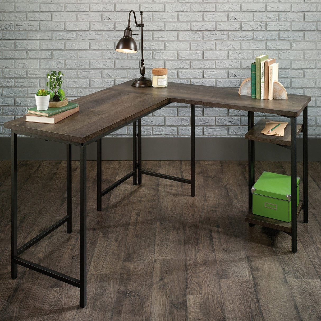 Teknik Industrial Style L-Shaped Desk Smoked Oak (5425077)