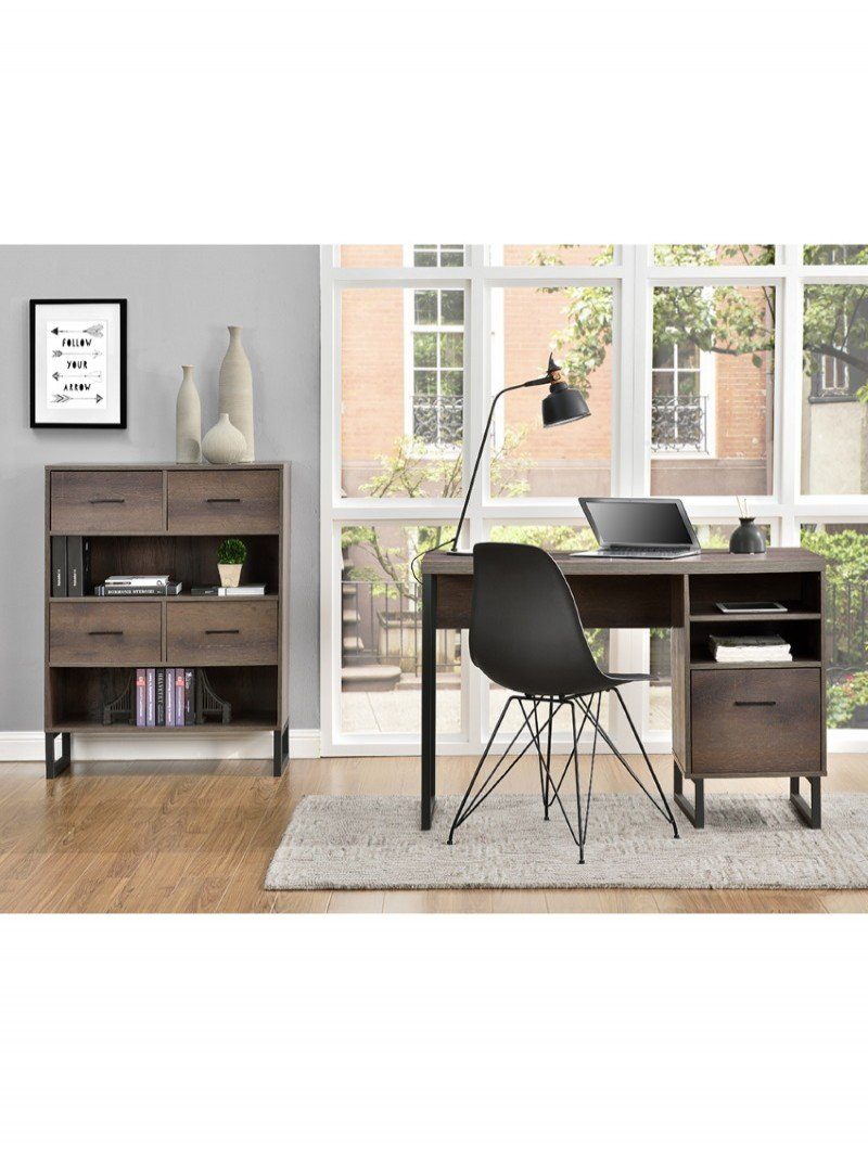 Dorel Home Candon Brown Bookcase with Storage Drawers
