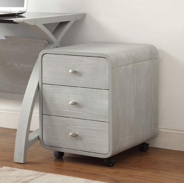 Jual Helsinki Curved 3-Drawer Mobile Desk Pedestal in Grey Ash