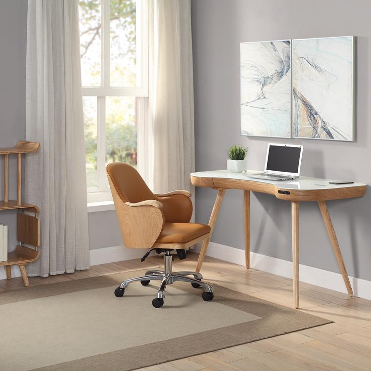 Jual San Francisco PC712 Executive Office Chair in Oak and Tan Leather