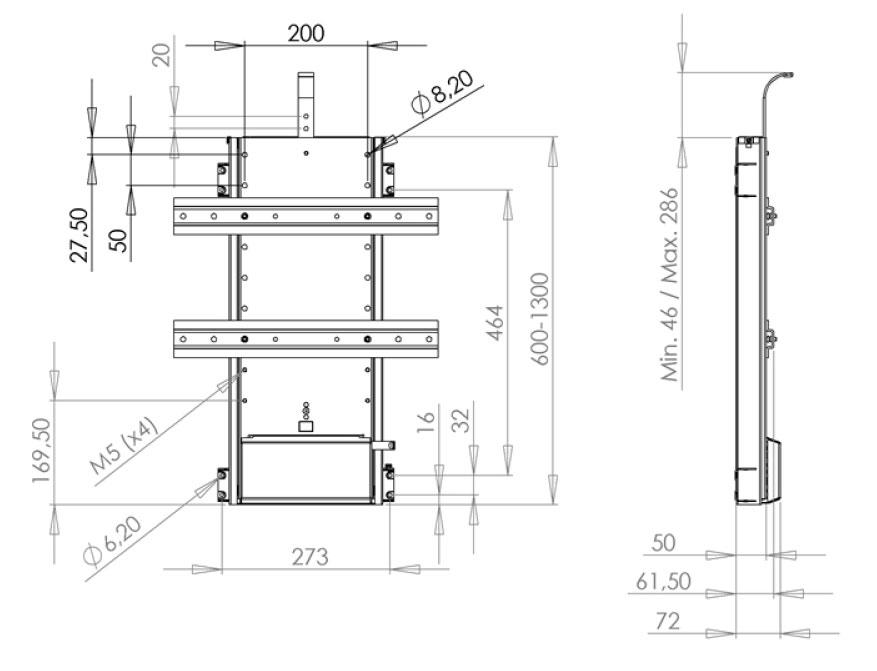 AV4-LF700 Flat Screen Lifting Mechanism 700mm Lift / Travel