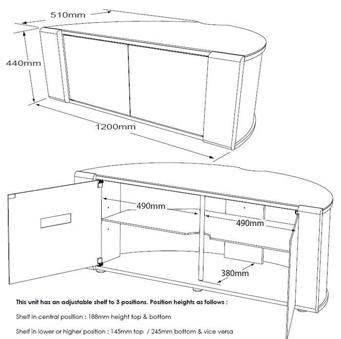 MDA Designs Sirius 1200 White and Black TV Stand