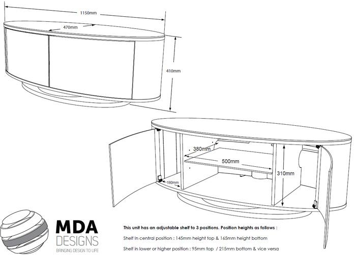 MDA Designs Luna Walnut Oval TV Cabinet