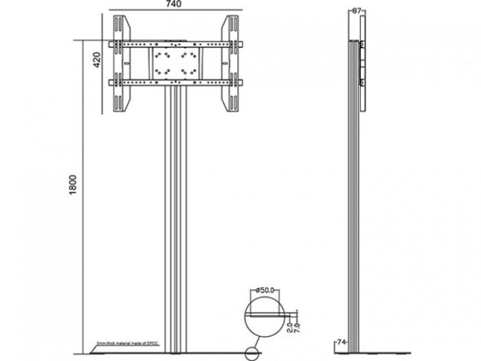 Multibrackets M Display Stand 180 Single Black With Floorbase
