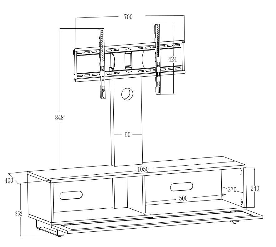 TTAP Munich Walnut Cantilever TV Stand with Bracket (MUN-1050-WAL)