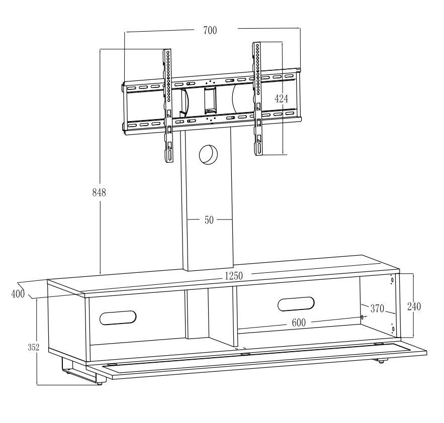 TTAP Munich Walnut Cantilever TV Stand with Bracket (MUN-1250-WAL)