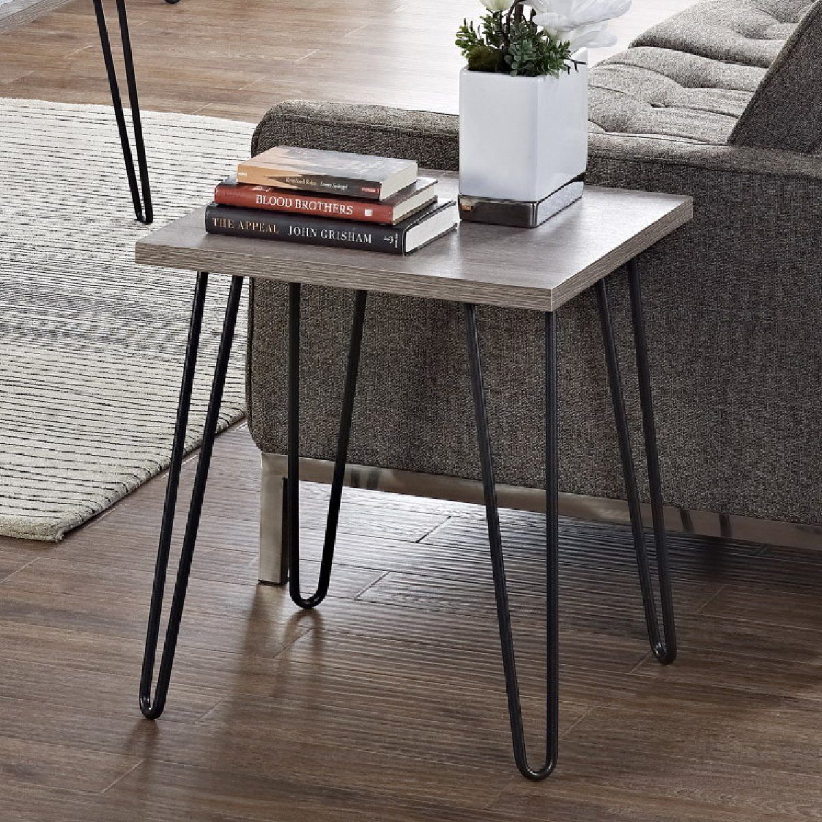 Dorel Home Owen Range Retro End Table in Grey Oak