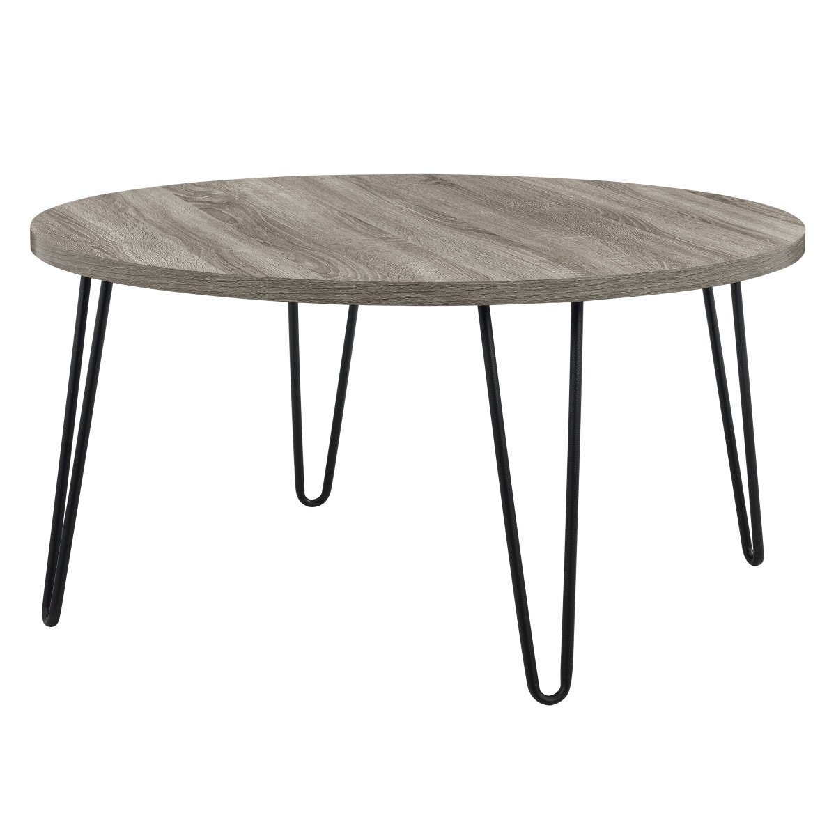 Dorel Home Owen Range Retro Round Coffee Table in Grey Oak