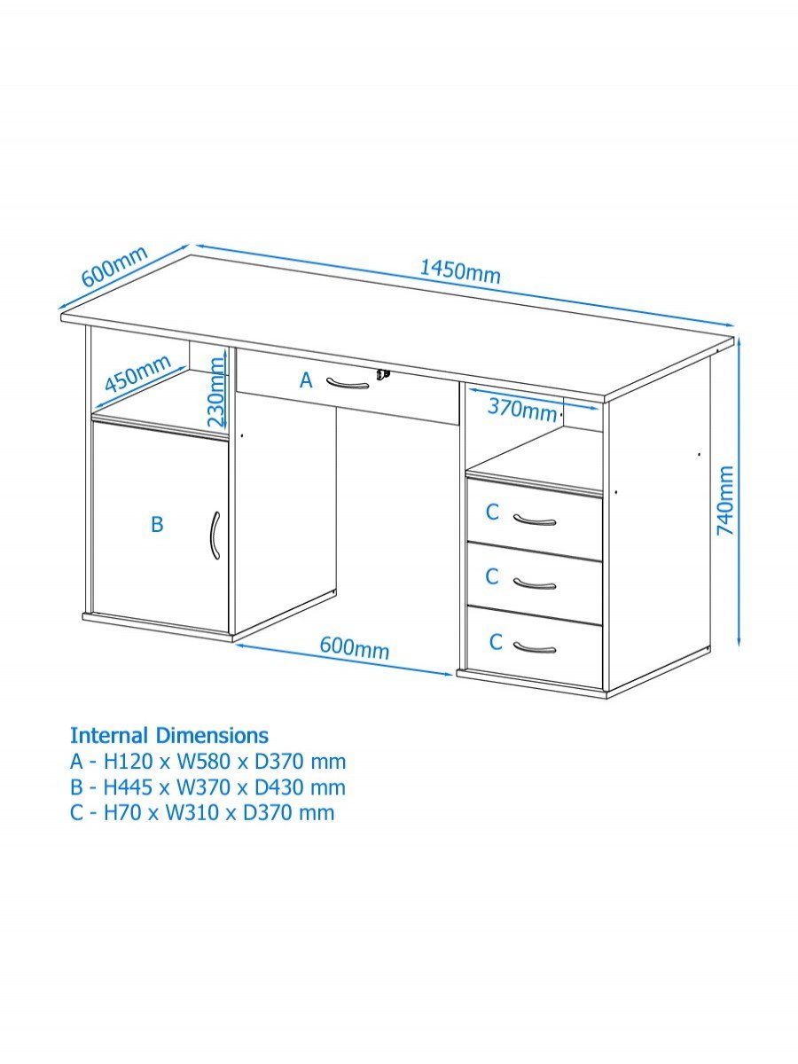 Alphason Dallas Oak Home Office Desk (AW12289OAK)