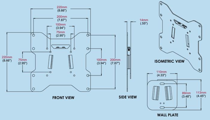 Peerless TRWV210/BK Flat Wall Mount Bracket (15-37")