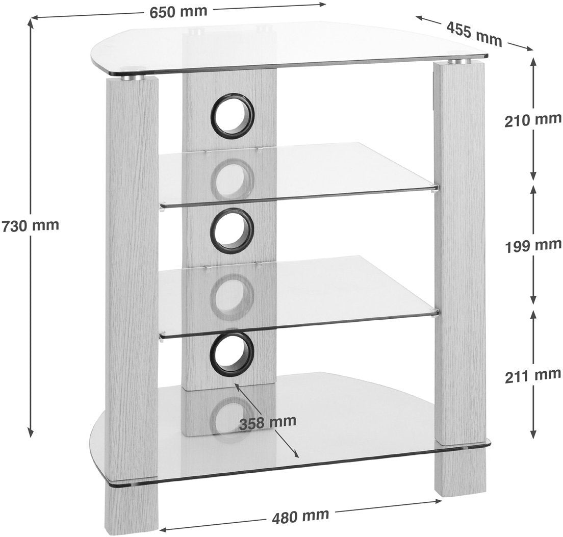 TTAP Vision 4 Shelf Hi-Fi Stand in Black with Black Glass (TVS1013)