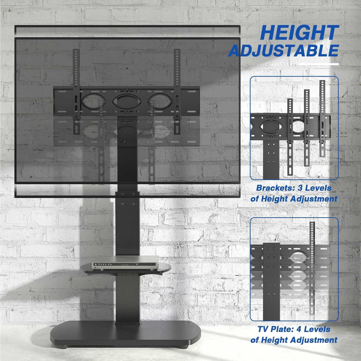 TTAP FS1-BLK TV Stand with Height Adjustable Swivel Bracket for up to 55" TVs