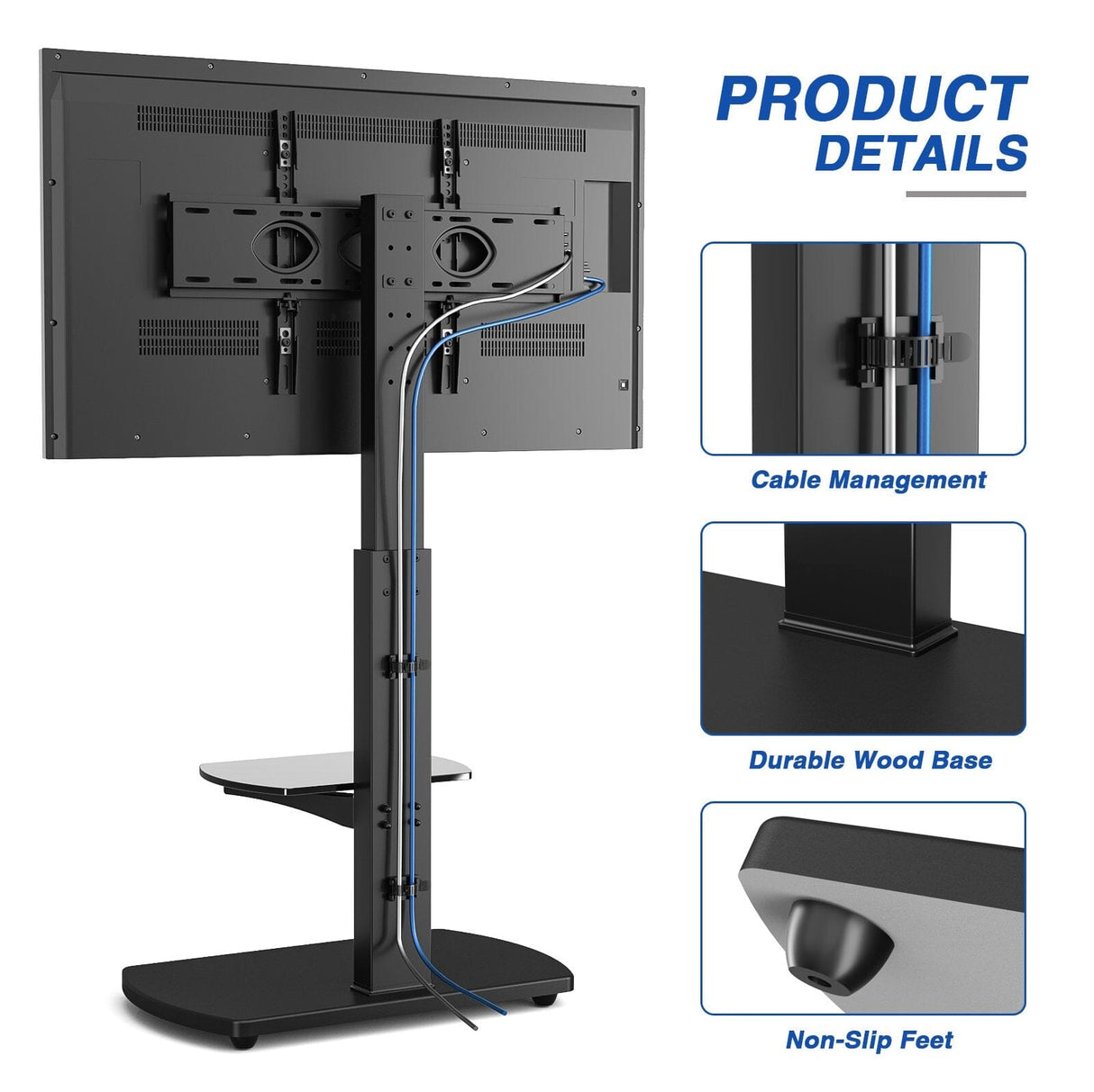 TTAP FS1-BLK TV Stand with Height Adjustable Swivel Bracket for up to 55" TVs