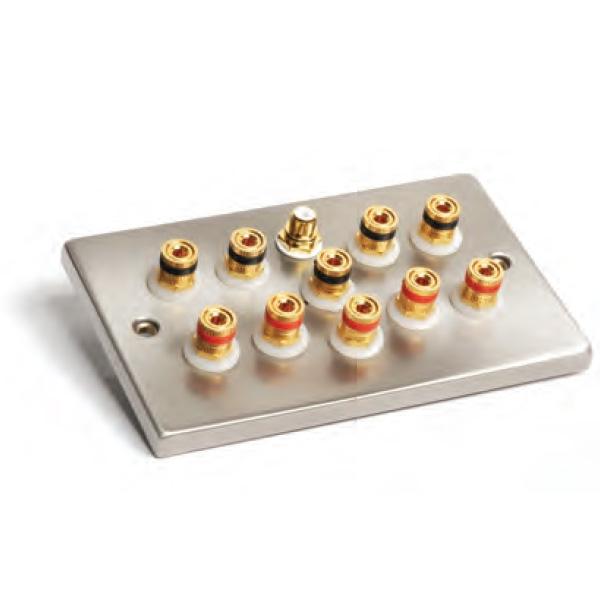 Satin Chrome 5.1 Surround Sound Speaker Wall Plate