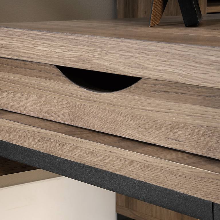 Teknik Streamline L-Shaped Executive Desk with salt oak finish and stylish durable steel frame (5414417)