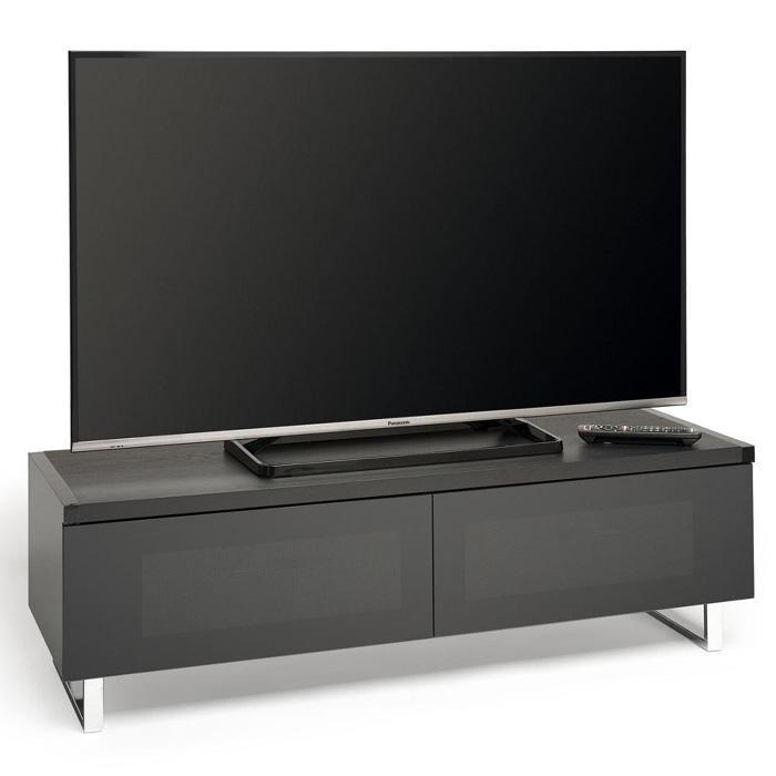 AVF PM120B Panorama Piano Gloss Black and Black Oak Small TV Cabinet (406430)