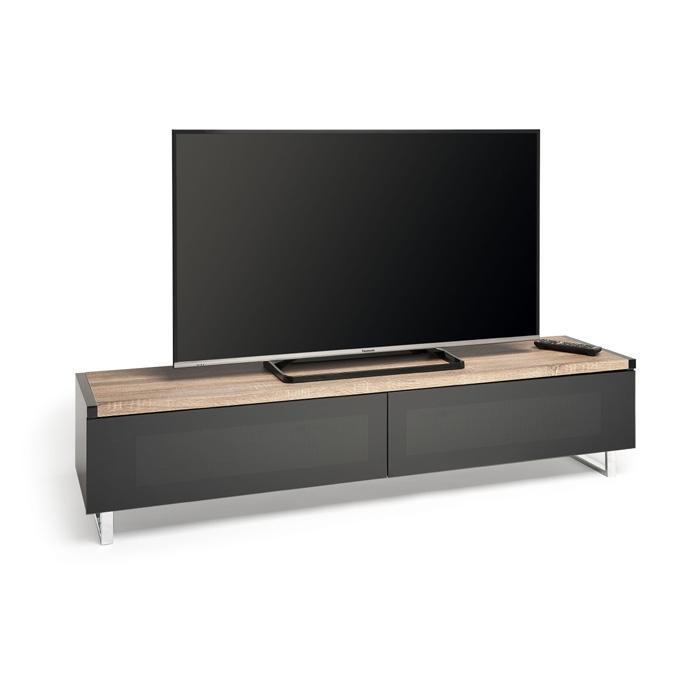 AVF PM160LO Panorama Piano Gloss Black and Light Oak Large TV Cabinet (406429)