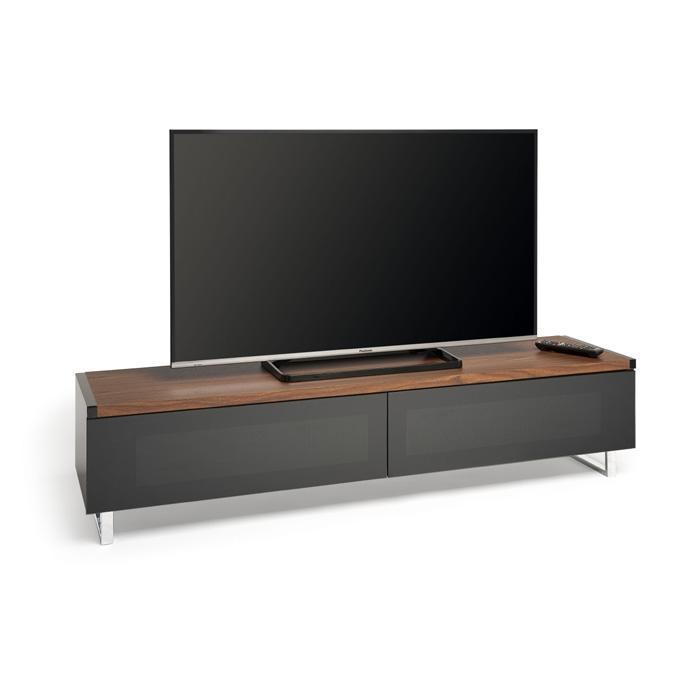 AVF PM160W Panorama Piano Gloss Black and Walnut Large TV Cabinet (406428)