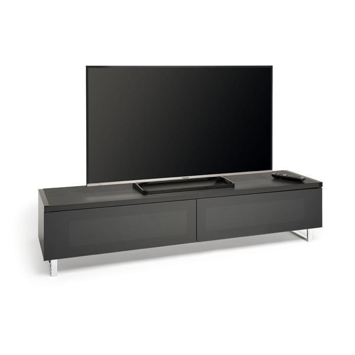 AVF PM160W Panorama Piano Gloss Black and Walnut Large TV Cabinet (406428)