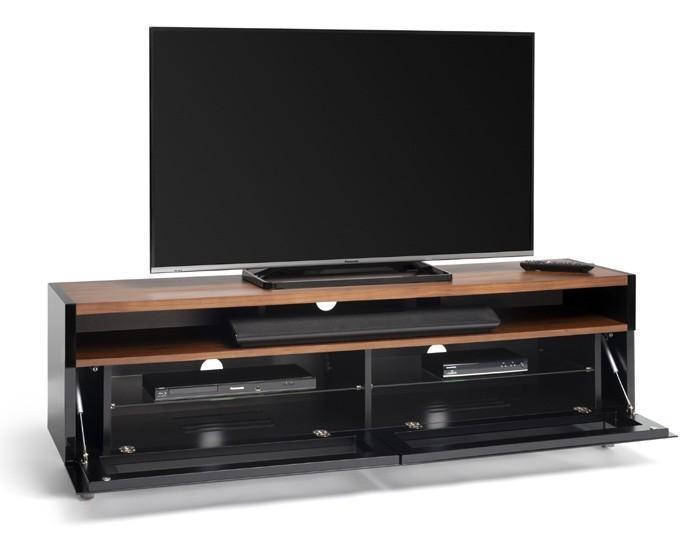 AVF Panorama PM160+ Walnut and Piano Gloss Black TV Cabinet (PM160WBX)