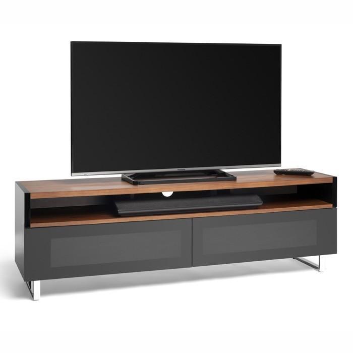 AVF Panorama PM160+ Walnut and Piano Gloss Black TV Cabinet (PM160WBX)