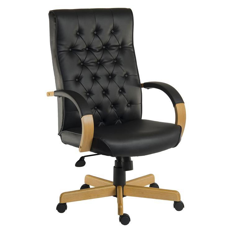 Teknik Warwick Black Leather Executive Office Chair (6928)