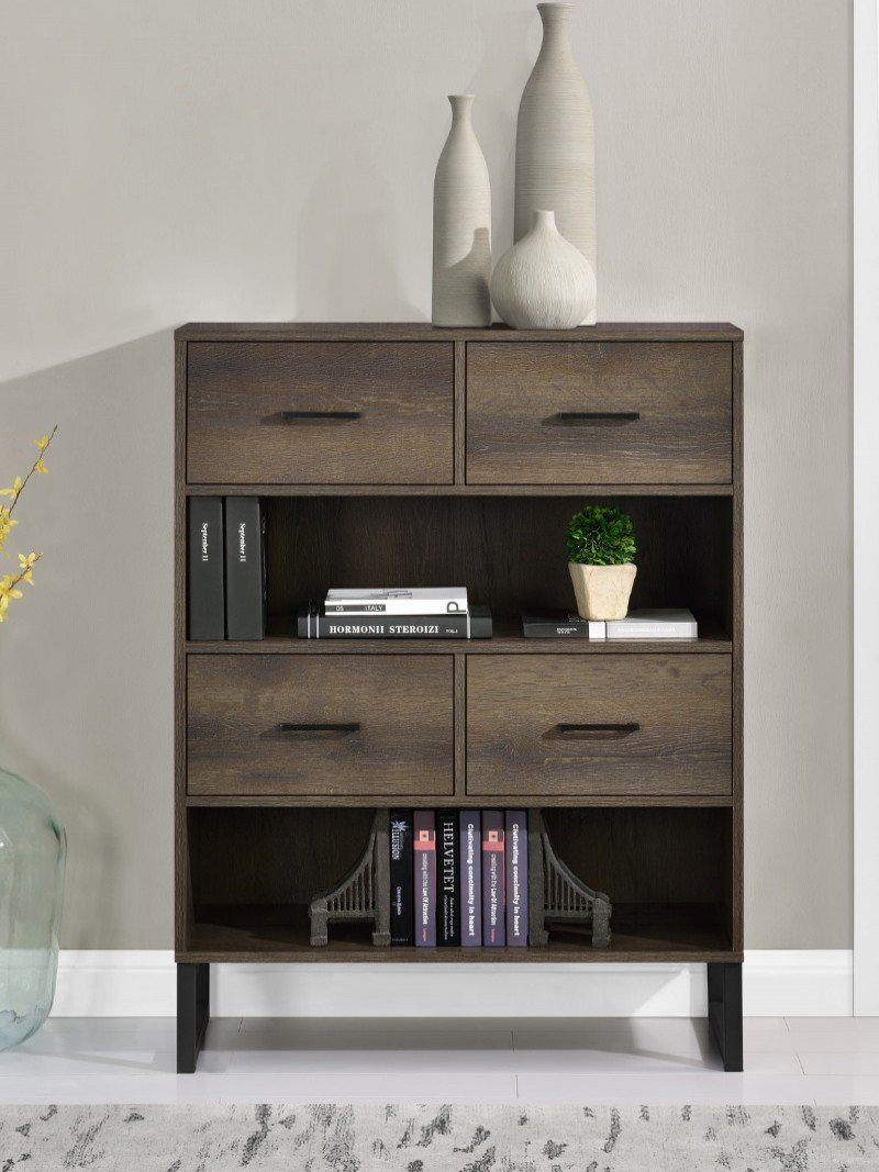 Dorel Home Candon Brown Bookcase with Storage Drawers