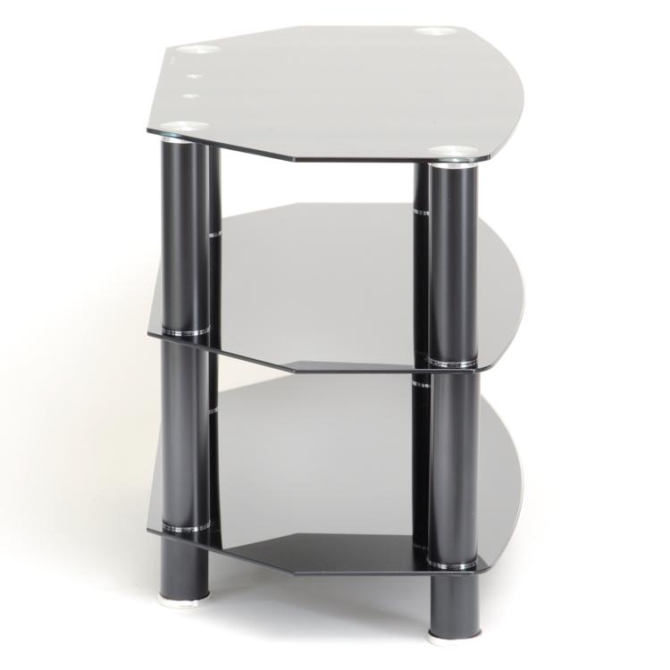 TTAP Vantage 3-Shelf Glass TV Stand in Black and Black Glass (AVS-C303C-800-3BB)