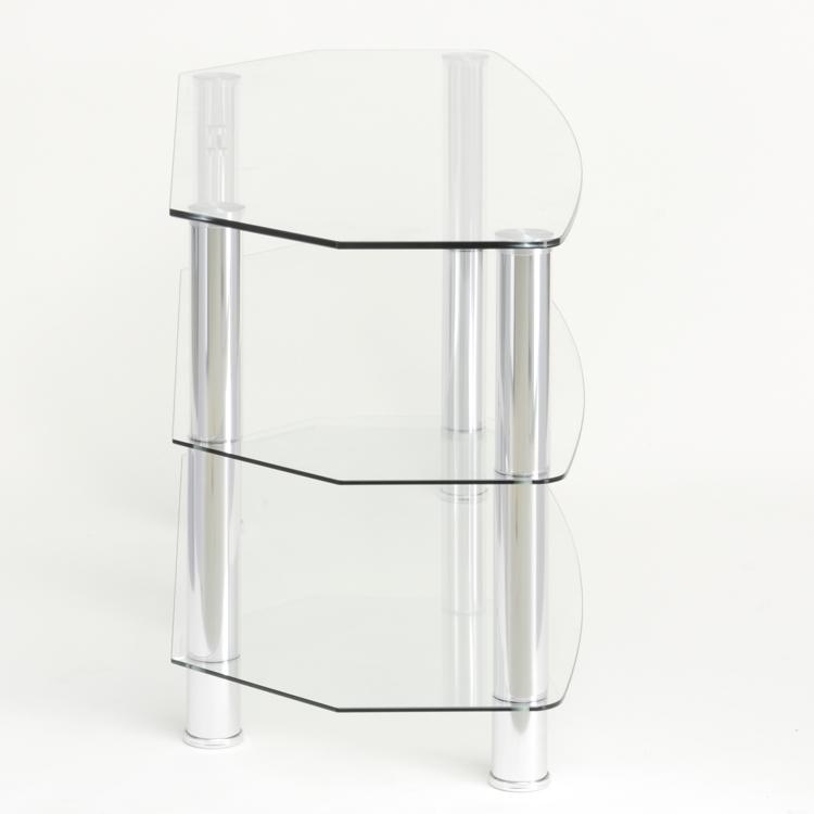 TTAP Vantage 3-Shelf Glass TV Stand in Chrome and Clear Glass (AVS-C303C-1200-3CC)