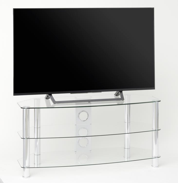TTAP Vantage 3-Shelf Glass TV Stand in Chrome and Clear Glass (AVS-C303C-800-3CC)