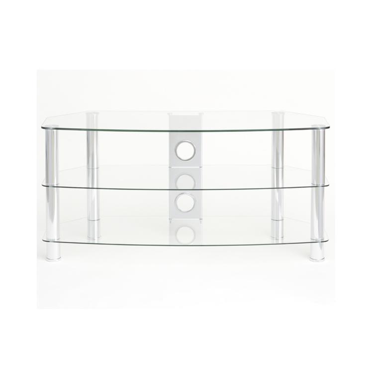 TTAP Vantage 3-Shelf Glass TV Stand in Chrome and Clear Glass (AVS-C303C-1050-3CC)