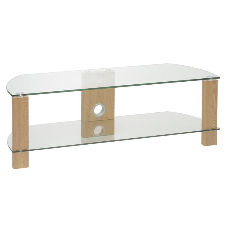 TTAP Vision 2-Shelf Glass TV Stand in Oak and Clear Glass (L630-1200-2OC)