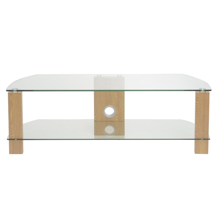 TTAP Vision 2-Shelf Glass TV Stand in Oak and Clear Glass (L630-1200-2OC)