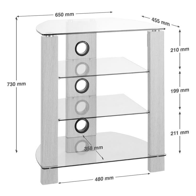 TTAP Vision 4 Shelf Hi-Fi Stand in Oak with Clear Glass (TVS1010)